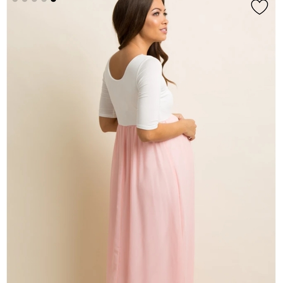 Petite Light Pink Chiffon Colorblock Maternity Max - Picture 5 of 6